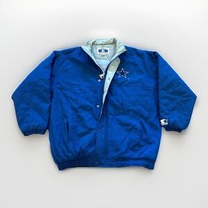 Vintage Dallas‎ Cowboys Puffer Starter Jacket Mens XL Blue 90s NFL Full Zip